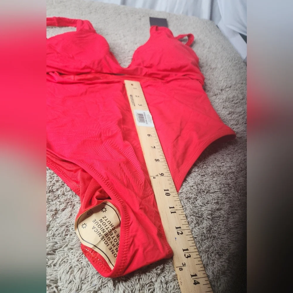 Meyeeka Red Sexy Hard Wire With cut out tummy control One-Piece Swimsuit - L